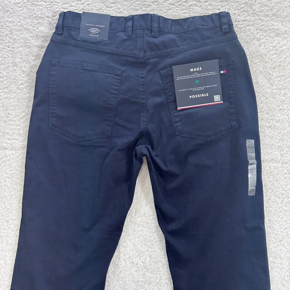 Tommy Hilfiger Pants Men's‎ 32X30 Navy Blue Denton Chino Stretch Straight Fit